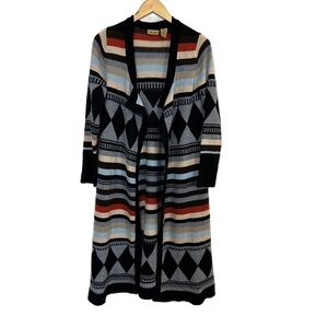 Wrangler Southwestern Patterned Long Sleeve Open Duster Cardigan Women’s Small‎